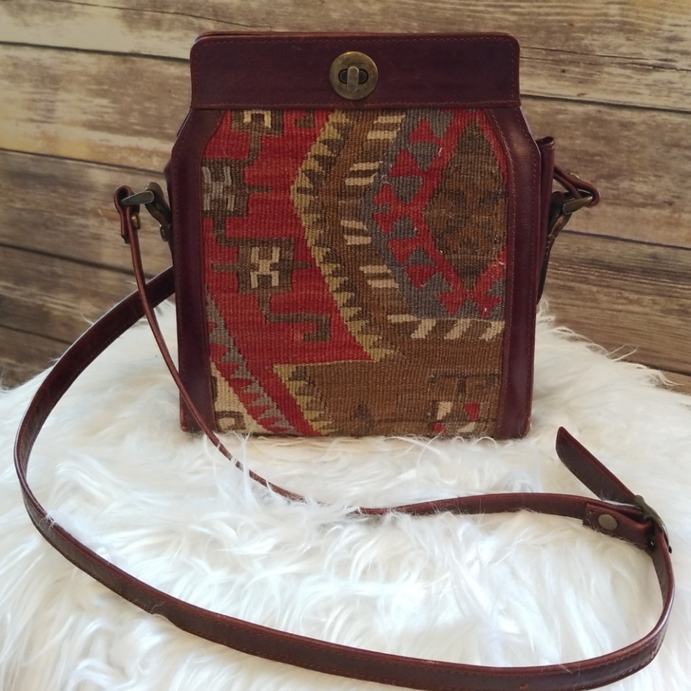 Vintage Kilim leather handbag